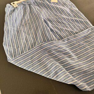 Blue Striped Linen Wide Leg Pants Size M